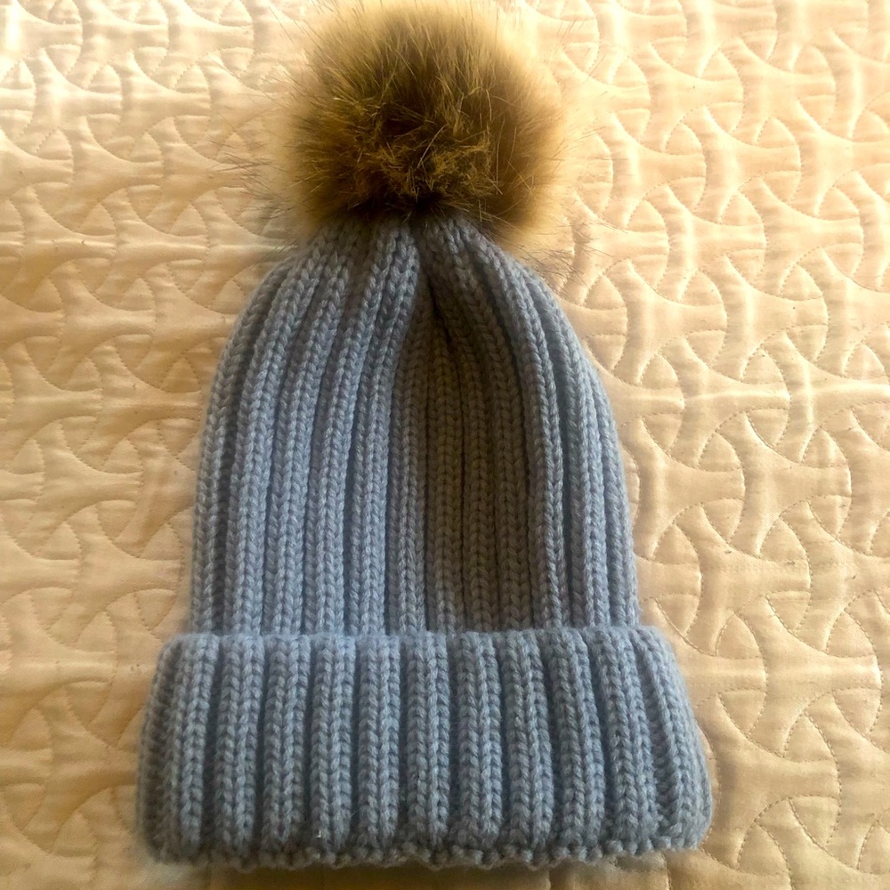 Grey Pom-Pom Winter Hat — Brand New